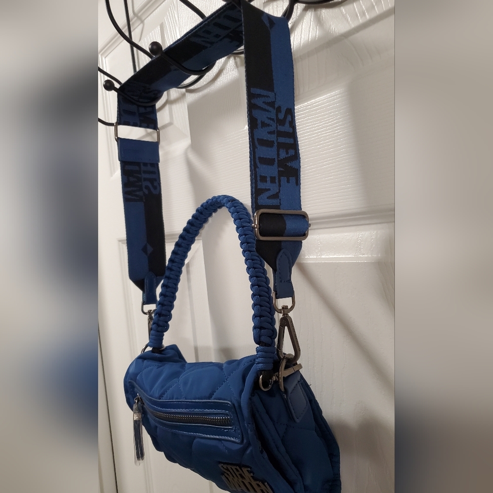 Nwot Steve Madden Blue Quilted Crossbody Bag With Coin Pouch - Picture 3 of 10